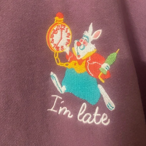 Her Universe Disney Alice in Wonderland I'm Late Flower Crewneck Size Medium - Picture 5 of 8